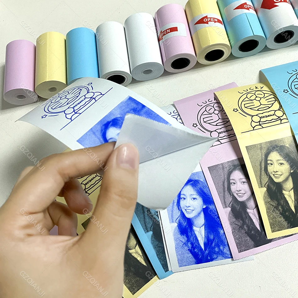 Label Printer Paper Label Printer Accessory Thermal Label Printer Notes Paper Roll White Color Sticker Photo Printer 57*30mm Peripage A6 A8 Paperang P1 P2 Poooli Print