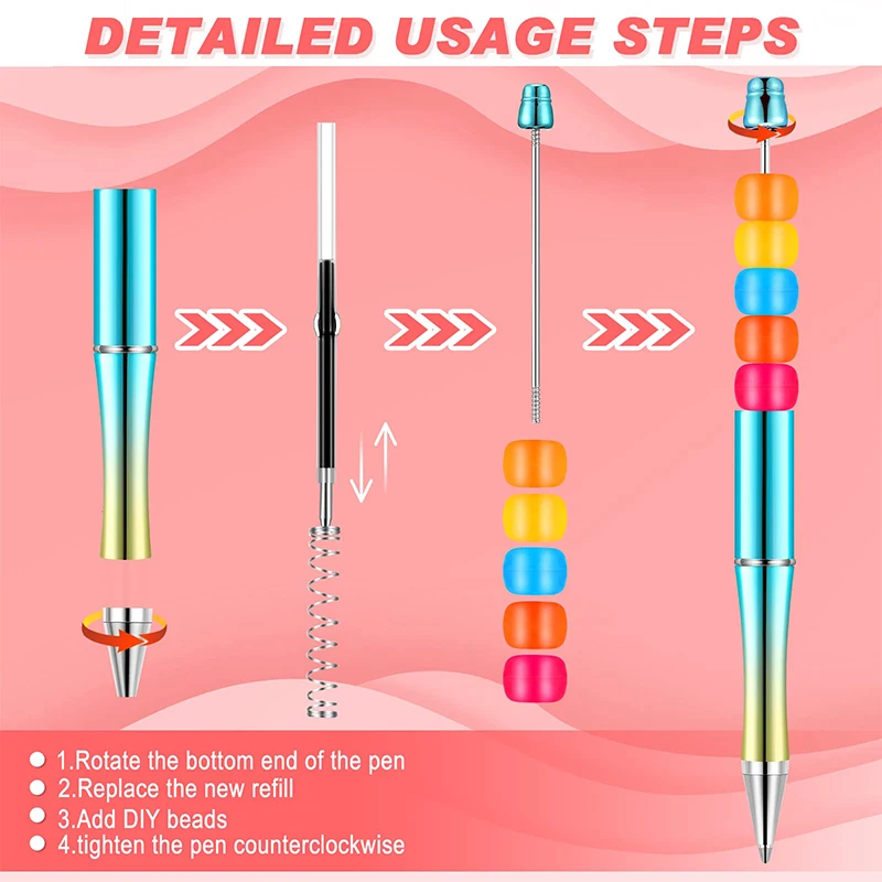 DIY 구슬 모양 플라스틱 볼펜, 도매 학생 선물, 100 개