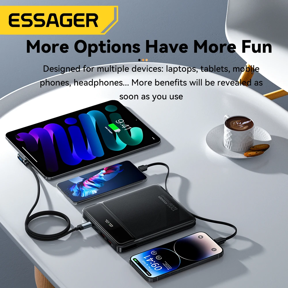 Essager 100W Power Bank 20000mAh Capacity PD Fast Charging Battery Charger Powerbank For Laptops MacBook iPhone Samsung Xiaomi