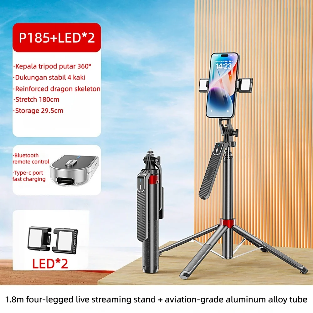 Enhanced Tripod with Wireless Remote - Portable Adjustable Stand for Live Streaming and Vlogging