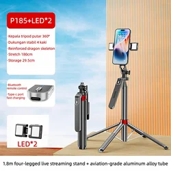 Enhanced Tripod with Wireless Remote - Portable Adjustable Stand for Live Streaming and Vlogging (P185 With light)