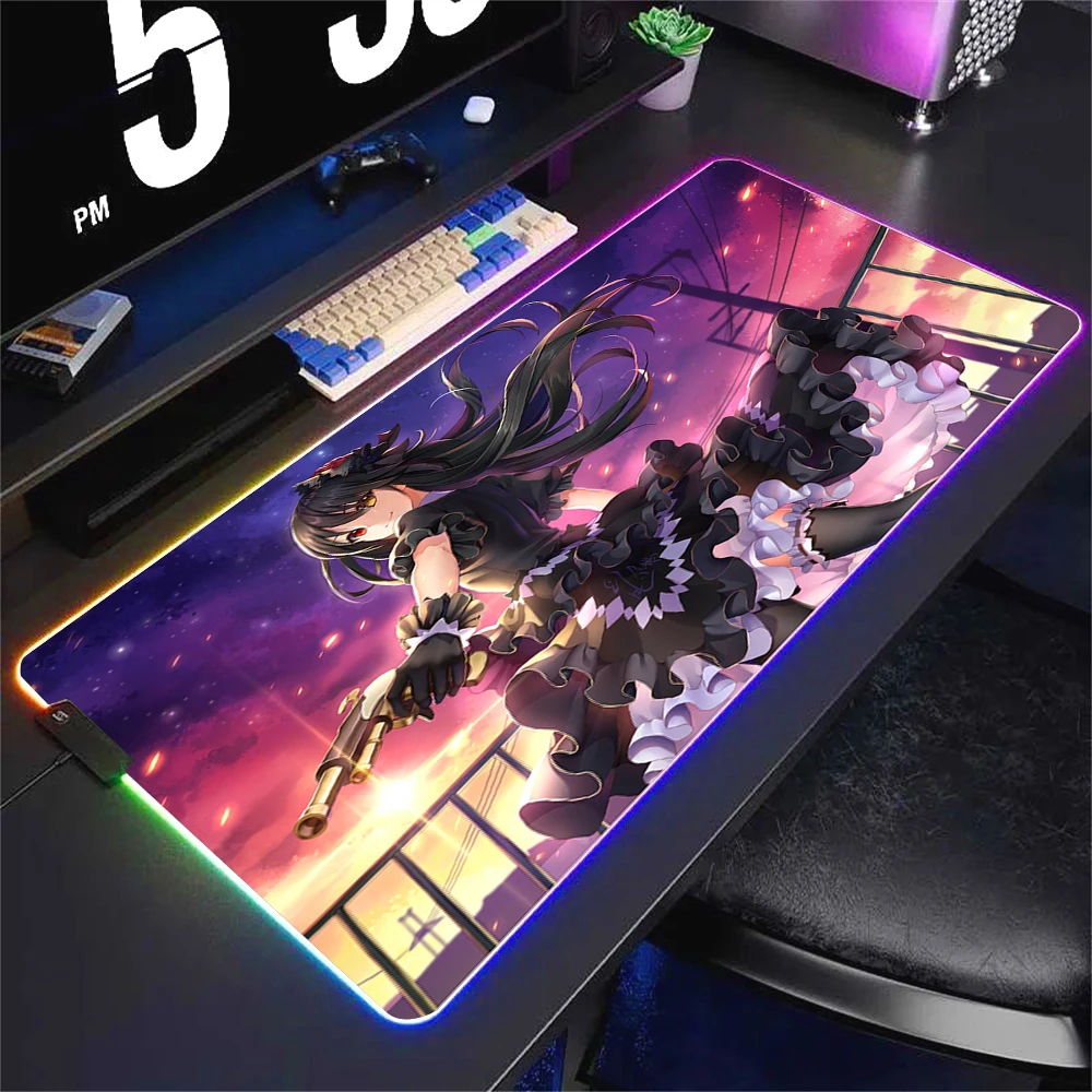 게이머용 컴퓨터 마우스 패드, 도키사키 쿠루미스 데스크 액세서리, RGB 키보드, PC 캐비닛 매트, 게임 Xxl 애니메이션 다채로운 카펫