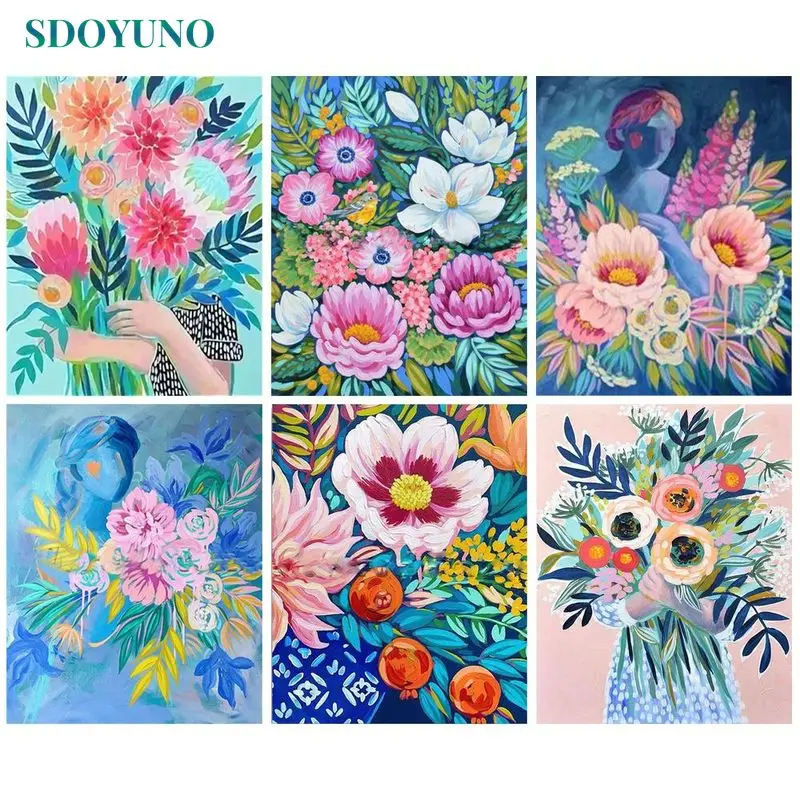 

SDOYUNO 40x50cm Paint By Numbers Diy With Frame Handpainte Pictures By Numbers Flower Drawing By Number Gift