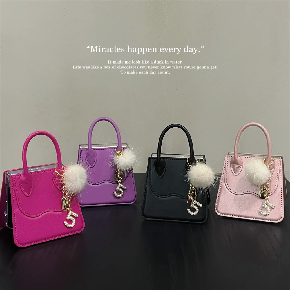 Luxury PU Leather Handbag Phone Case - Cute Solid Cover