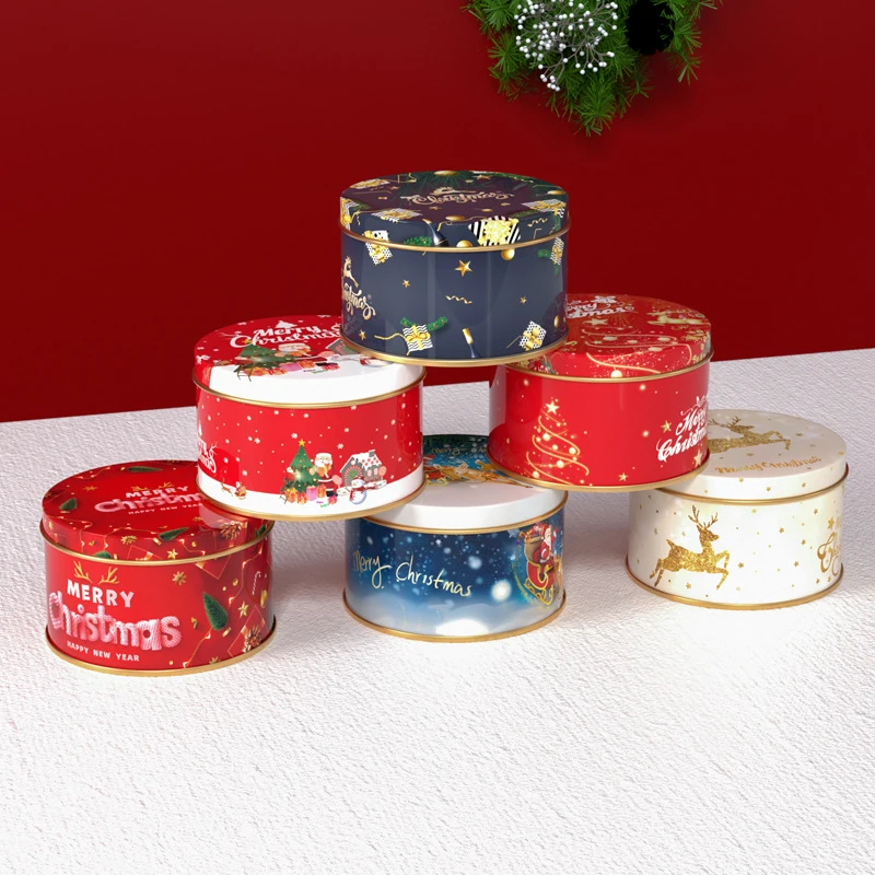 

Metal Cookie Box Christmas Gift Box Candy Storage Containers Tinplate Gift Boxes With Lids For Xmas Holiday Party Supplies