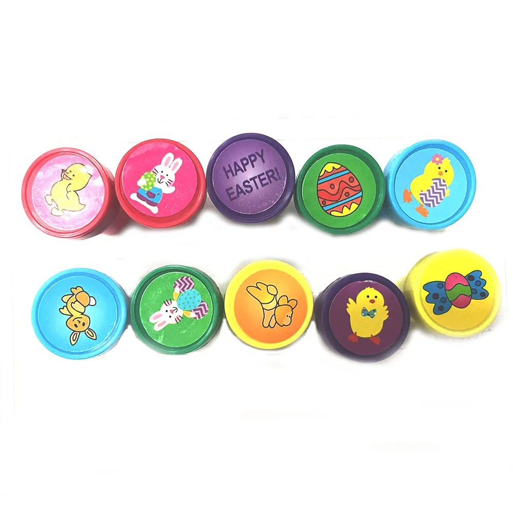 Alphabet Stamps Decorative Stamps Inking Stamps Children Stamps Kit 10pcs Easter Bunny Egg Stamp Set for Children Cartoon Self-inking Stamps