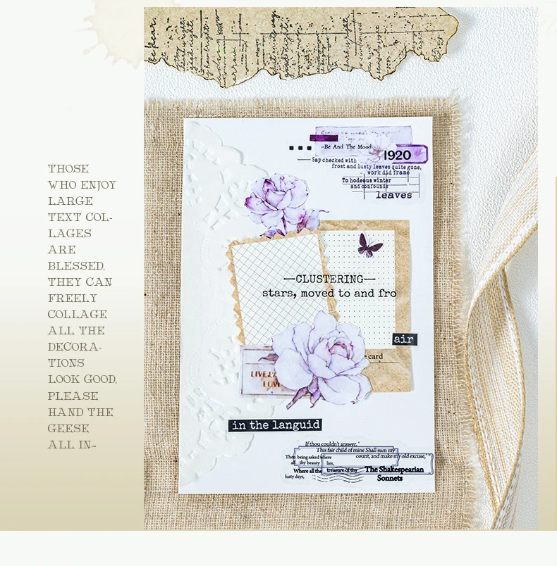 20 Blatt Vintage INS Große Textfragmente Aufkleber Dekorative Etiketten Tagebuch Album handgefertigte Scrapbooking-Zubehör – Detail 10