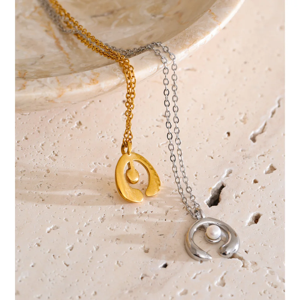 Yhpup Stainless Steel Pearl Pendant Necklace for Women