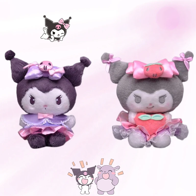 

Новинка кавайная плюшевая кукла Sanrio Kuromi милые аниме фиолетовые мягкие плюшевые брелки Подвесные Игрушки для девочек подарок на день рождения