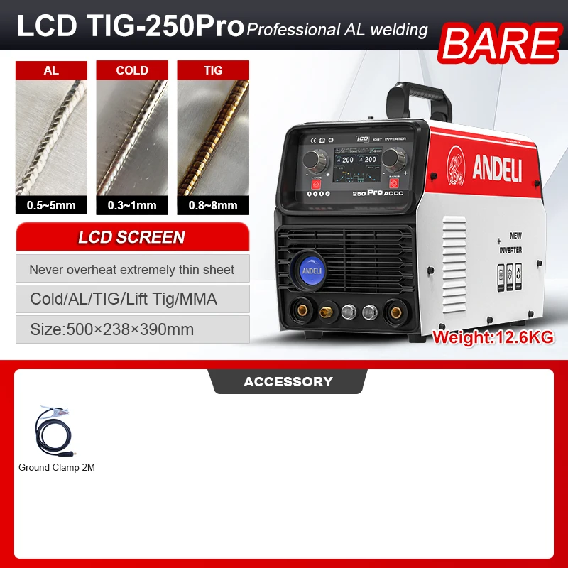 ANDELI 100V/200V 160A TIG溶接機 TIG/アーク溶接/COLD/CLEAN/パルス インバーター直流溶接機 (TIG ANDELI 100V⁄200V 160A TIG溶接機 TIG⁄アーク溶接⁄COLD⁄CLEAN⁄パルス