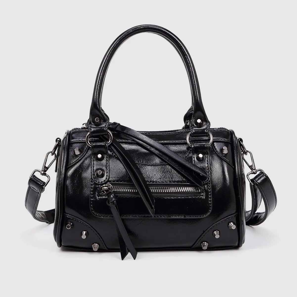 Sac à main à Rivets de grande capacité pour femmes, sac d'oreiller de grande capacité, sac à main de moto de Bowling, sac à bandoulière simple 1 Sac à main à Rivets de grande capacité pour femmes, sac d'oreiller de grande capacité, sac à main de moto de Bowling, sac à bandoulière simple 1
