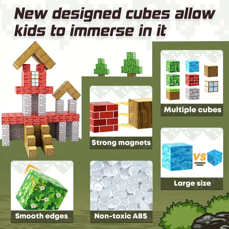 64pcs Magnetic Building Blocks Set 3D Construction Toy