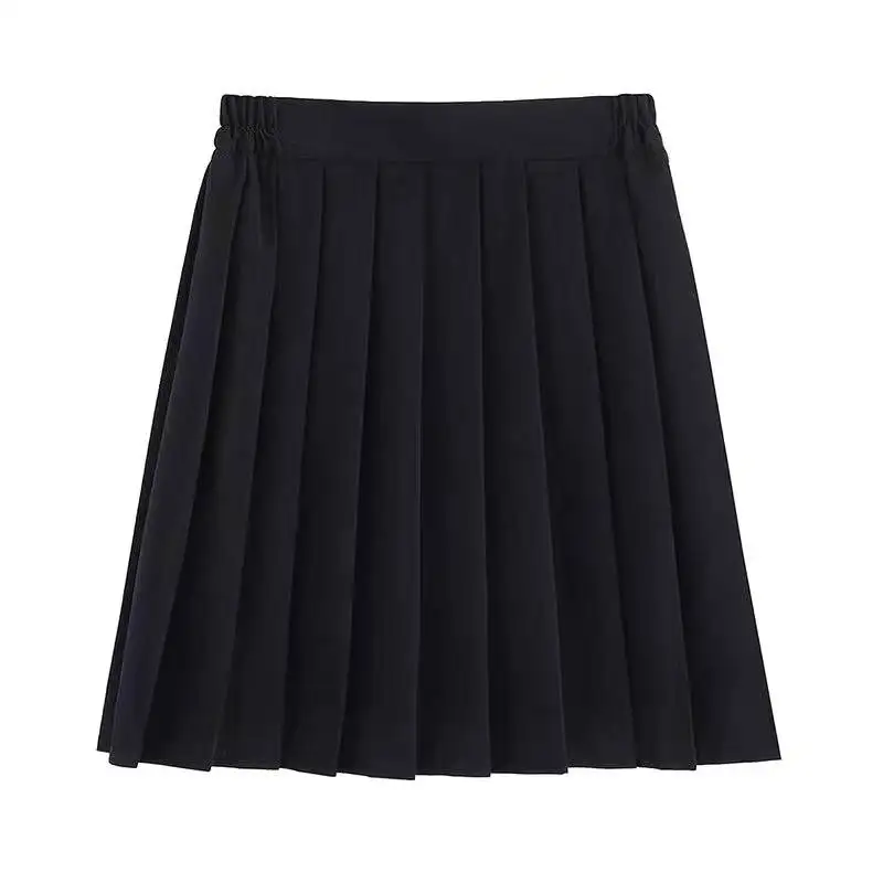 A monophonic pleated skirt in Japanese style, a waist on an elastic band, good quality. skater skirt