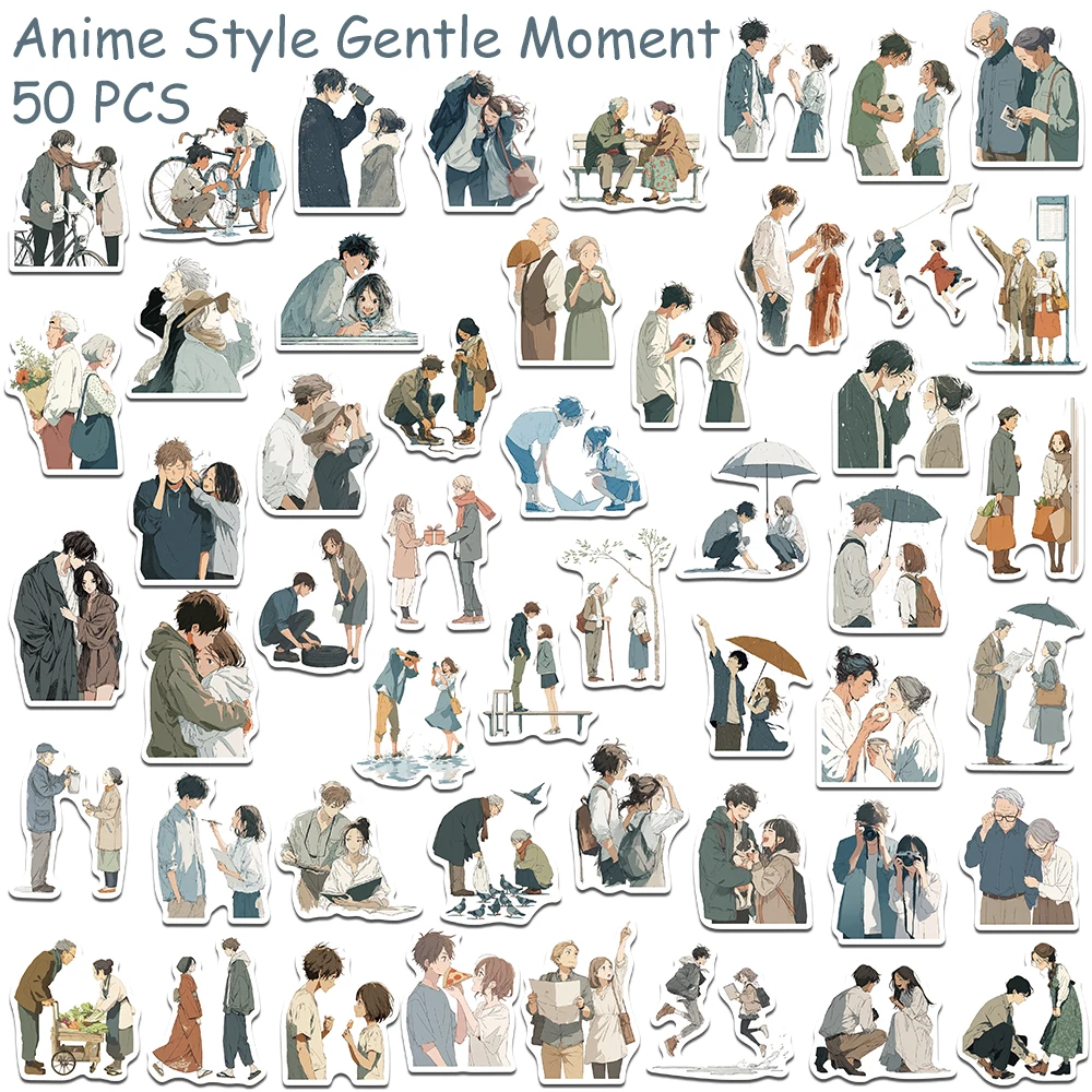 50pcs 애니메이션 스타일 부드러운 순간 스티커 전화 노트북 스크랩북 스케이트 보드 DIY 낙서 방수 스티커 크리 에이 티브 선물