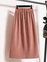 Women's New Style High-Waist Plus Size Skirts Elastic Waist Solid Wrap Buttocks Autumn Winter 2026 Versatile Straight Leg Skirt - Image 3
