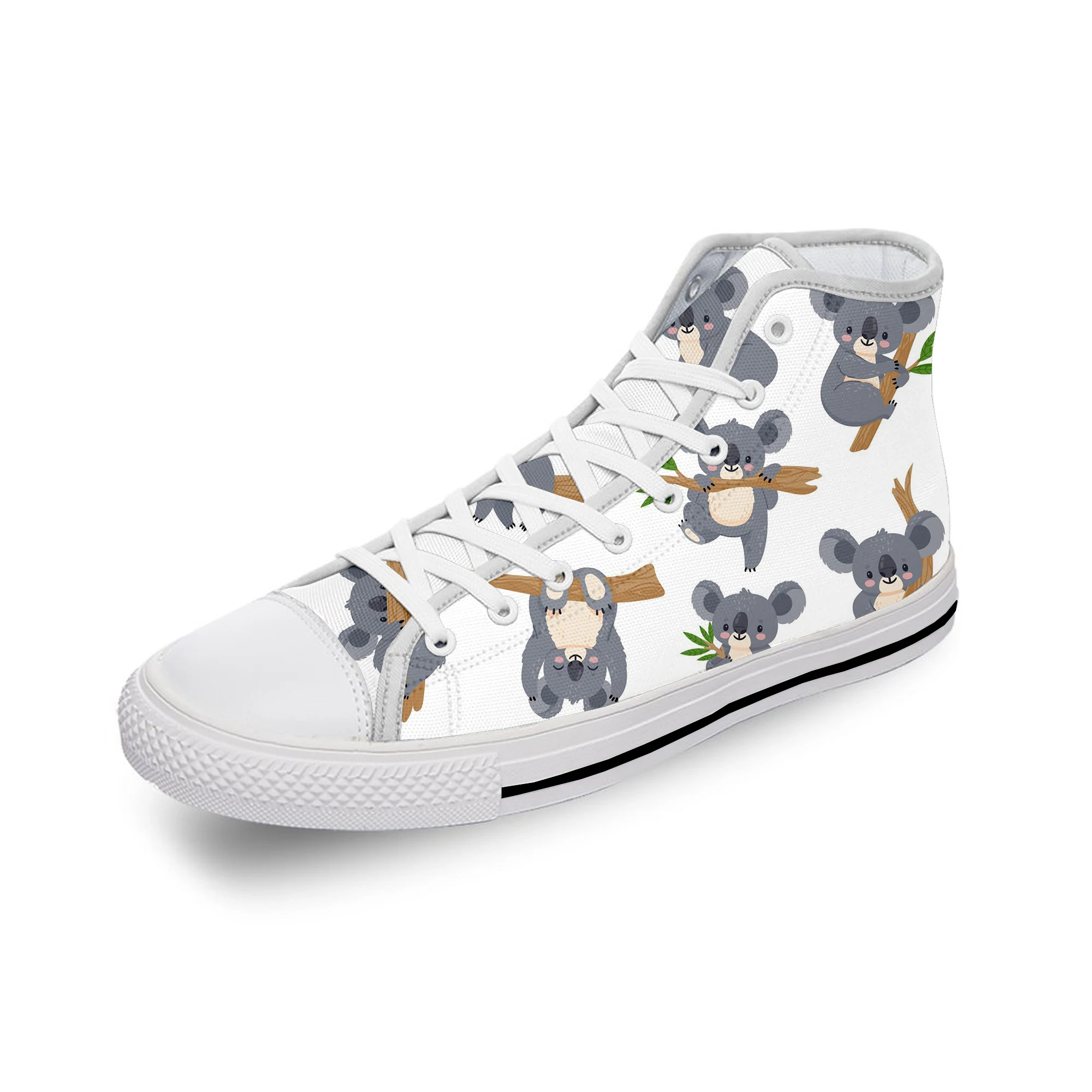 cherry pattern cartoon cute funny white cloth fashion 3d print low top canvas shoes men women lightweight breathable sneakers Koala Cute Funny Kawaii Cartoon White Cloth Fashion 3D Print High Top Canvas Shoes Men Women Lightweight Breathable Sneakers