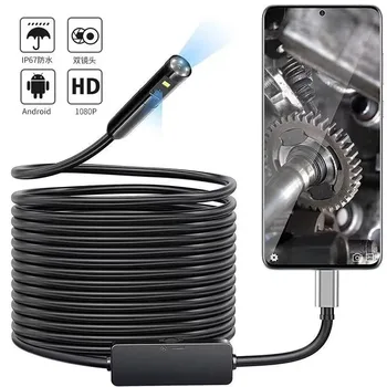 HD Dual Endoscope Camera with 5.5mm&8mm Lens and IP67 Waterproof, Suitable for Android Phones, Featuring Soft&Hard Cable 1