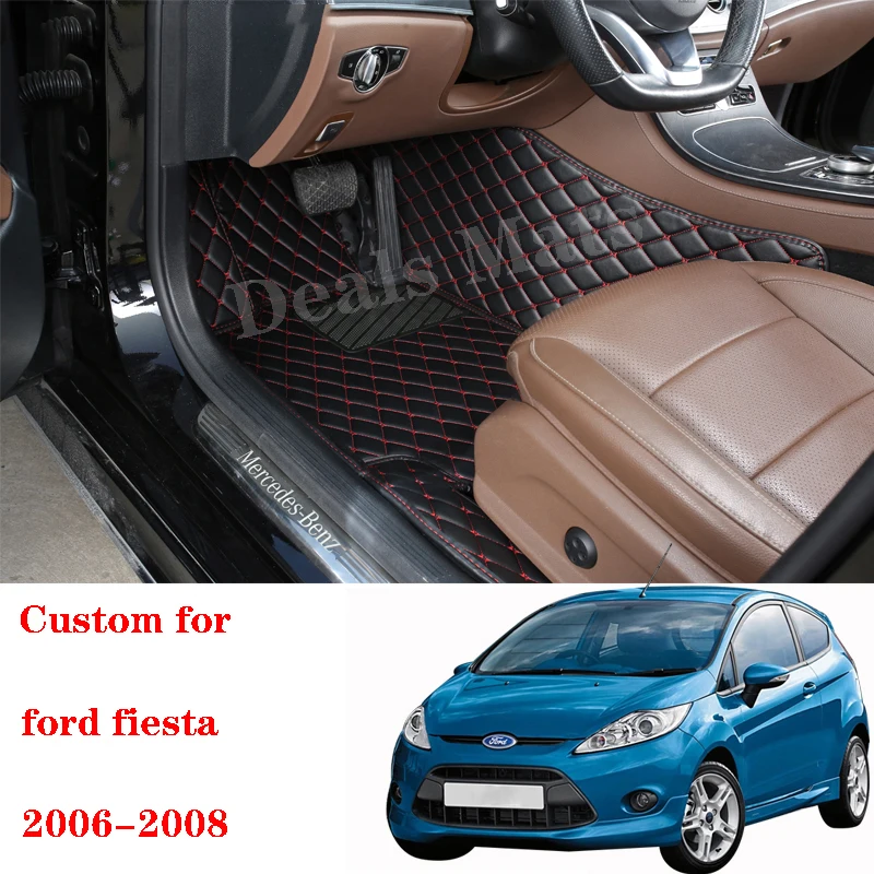 

Car Floor Mats For Ford Fiesta 2006 2007 2008 Custom Waterproof Leather Interior Details Foot Pad Carpets Accessories