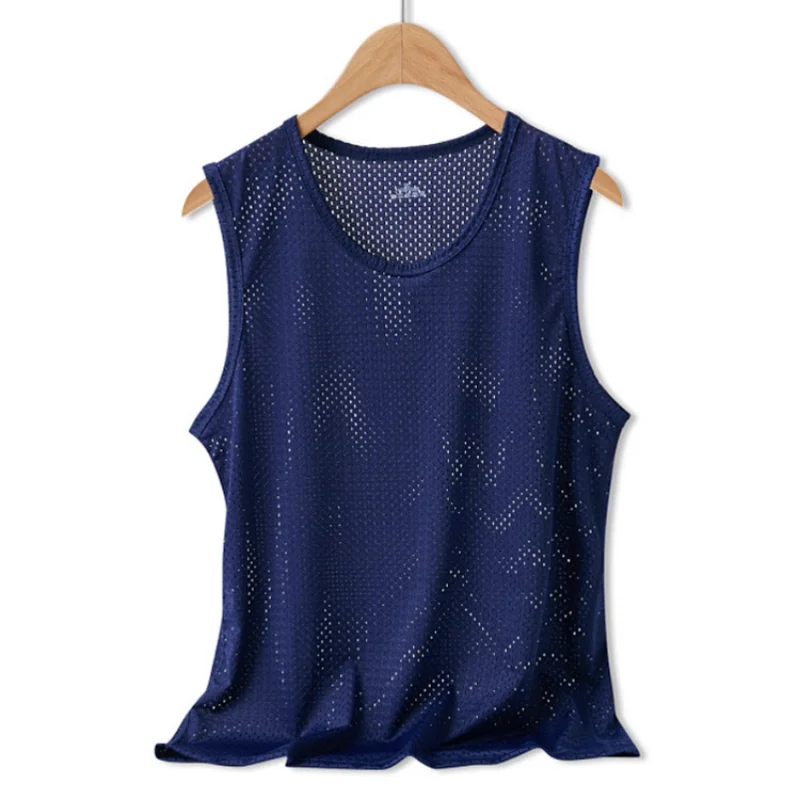 Men Ice Silk Tank Tops Underwear Mens Undershirt Transparent Shirts Male Bodyshaper Fitness Wrestling Mesh Breathable Singlets