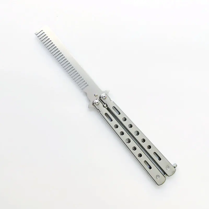 휴대용 스테인레스 스틸 훈련 나비 나이프, 접이식 연습 나이프 빗, 야외 게임 훈련 도구