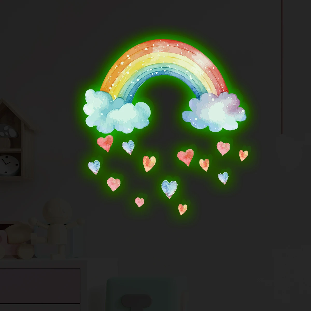Luminous Wall Stickers Cartoon Cute Elephant Balloon Star Animal For Bedroom Living Room Nursery Decoration