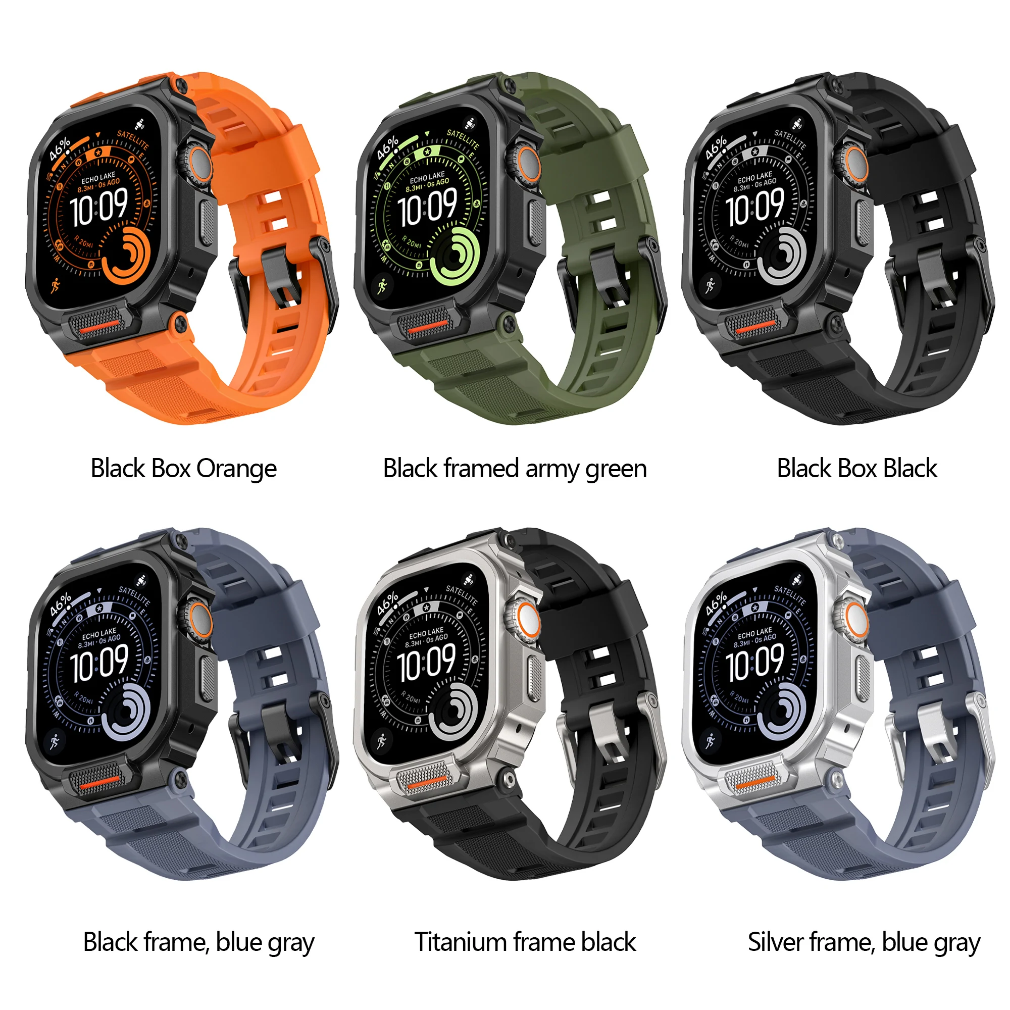 HUADAI Rugged Military Grade Shockproof Apple Watch Cover with Band 49mm