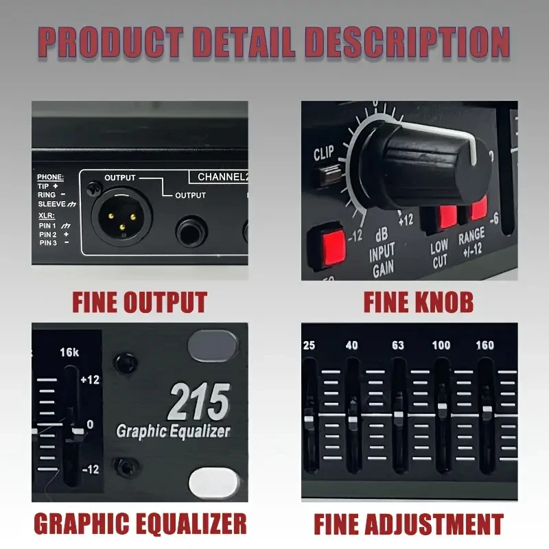 EQ215 Professional Sound Equalizer US Plug Precision Tuning Studios Live Performances audio equalizer