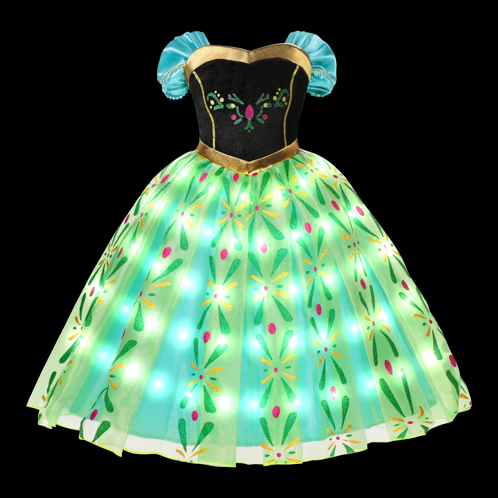 thumbnail image 1 of Vestido de princesa con luz LED para niñas, disfraz de Elsa, Anna, elfo, Rapunzel, ropa de fiesta de cumpleaños para niños, Cosplay de Halloween, Cenicienta congelada, 1 of 5