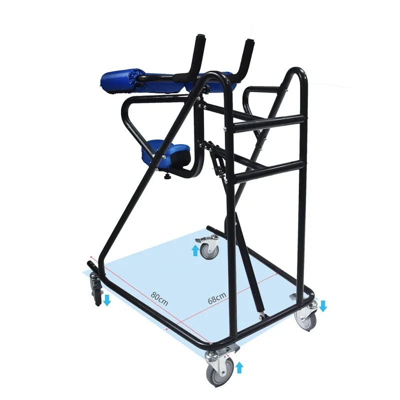 Hemiplegia Walker Stand Frame with Seat Wheel Rehabilitation Device Folding Height Adjustable Lower Limb Disabled 5