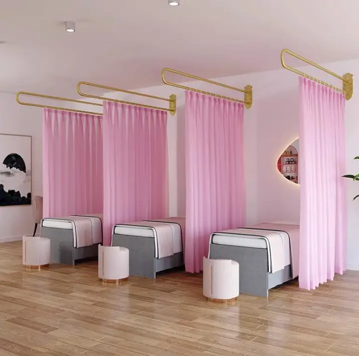 Iron art U-shaped beauty salon physiotherapy bed Beauty bed health center partition curtain curtain support fram