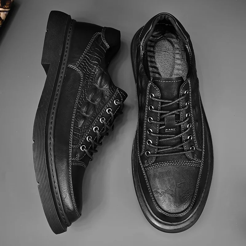 Scarpe casual in pelle da uomo Slip Comode in pelle Casual Trekking Walking Escursionismo leggero_voghion.com