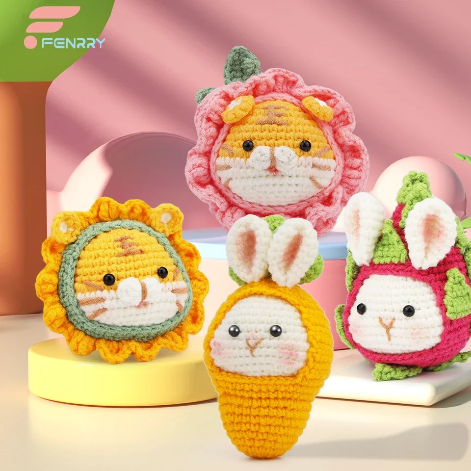 Cute Animals Knitting Crochet Hook for Beginners with Step-By-Step Instructions Non-Finished Material Package