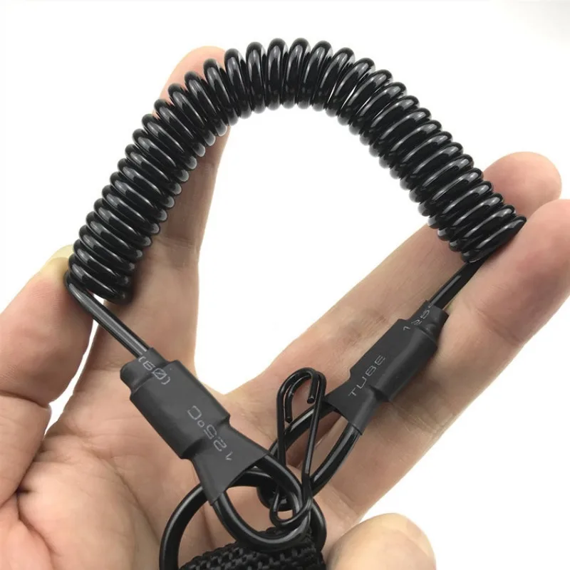Elastic Lanyard Rope Tactical Anti-lost Spring Safety Strap Gun Rope For Key Ring Chain Flashlight Hunting Accessories