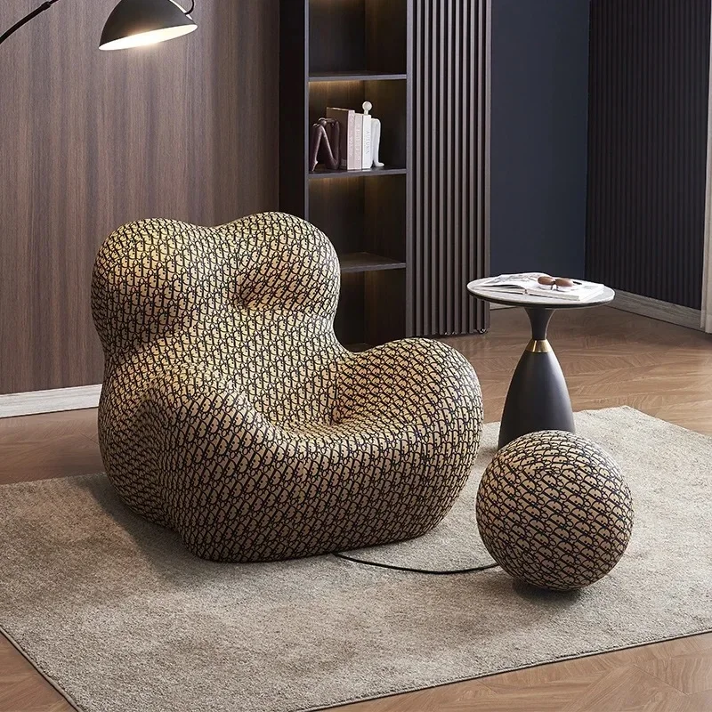 Nordic Lazy Floor Seat Mom's Embrace Sofa Bean Bag Striped Chair with Ottoman Cozy Seating Living Room Home Decor Furniture