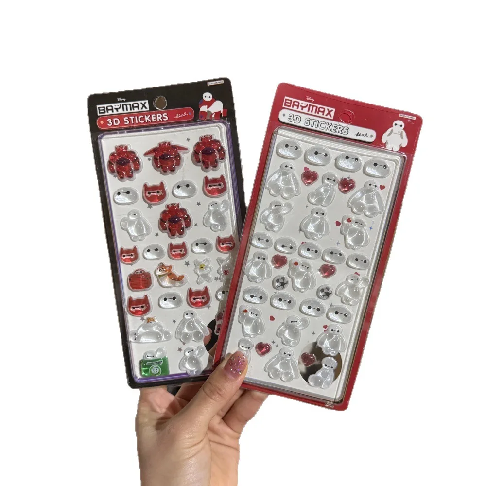 2Pcs 디즈니 Baymax 3D 릴리프 크리스탈 스티커 소년 소녀 보상 스티커 학생 Diy Ccd 전화 케이스 장식 장난감 선물