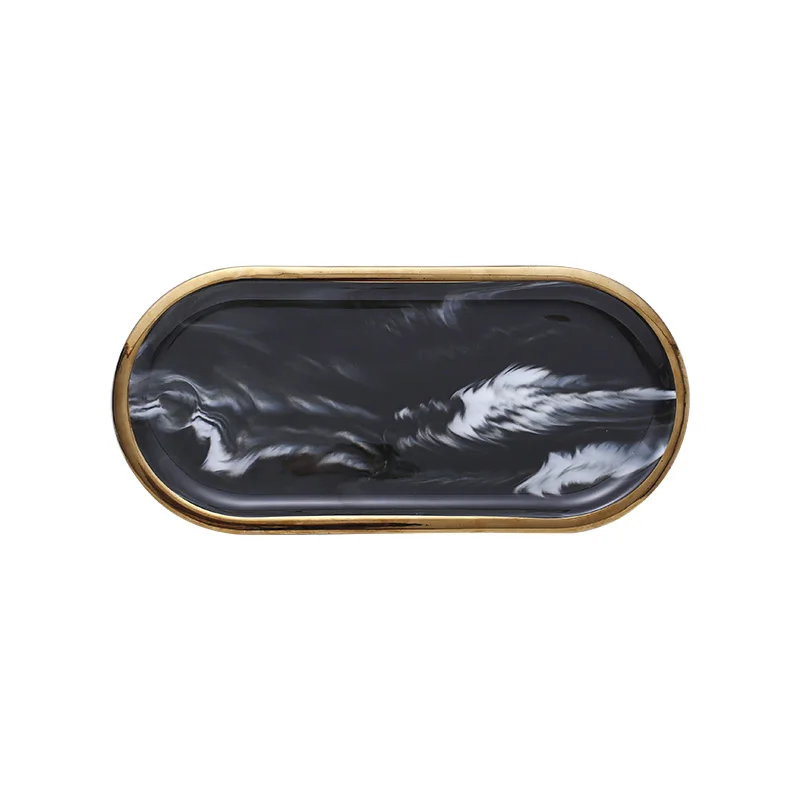 Marble Ceramic Jewelry Tray Oval Phnom Penh Aromatherapy Storage Bathroom Toilet