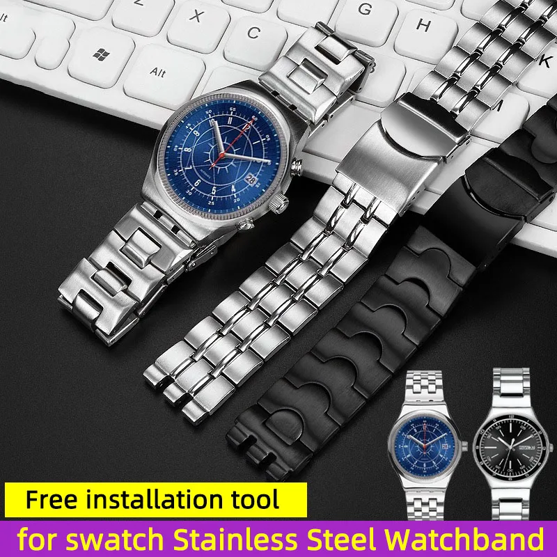 Guarda Accessori Per Swatch Ycs Yas Ygs Argento Nero Solido Acciaio Inossidabile Cinturino Uomo/Donna Metallo 17Mm 19Mm 21Mm