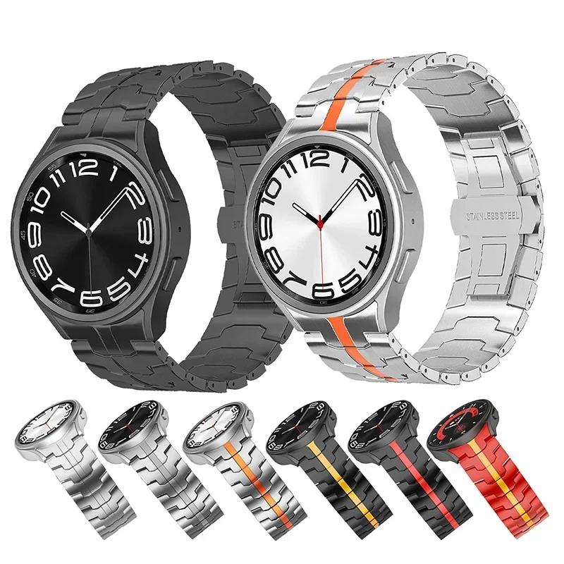 

Stainless steel no gaps bracelet for Samsung Galaxy Watch 4 5 6 classic 47mm 43mm 42 46mm 45mm titanium color strap 40 44mm band