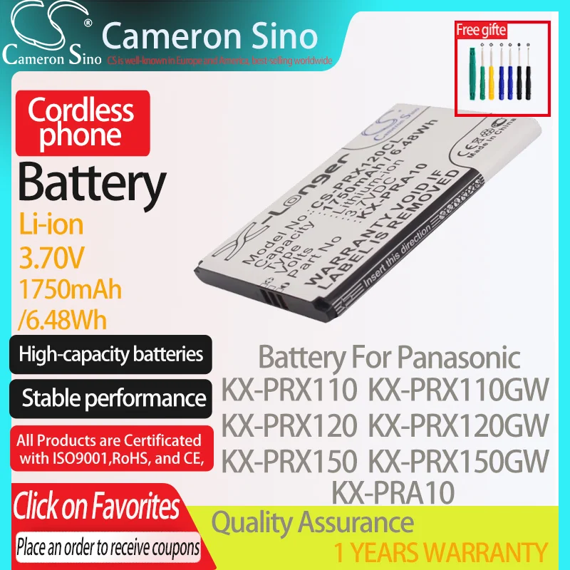 Cameronsino Batteria Per Panasonic Kx-Prx110Gw Kx-Prx120Gw Kx-Prx120 Adatto Panasonic Kx-Pra10 Batteria Del Telefono Cordless