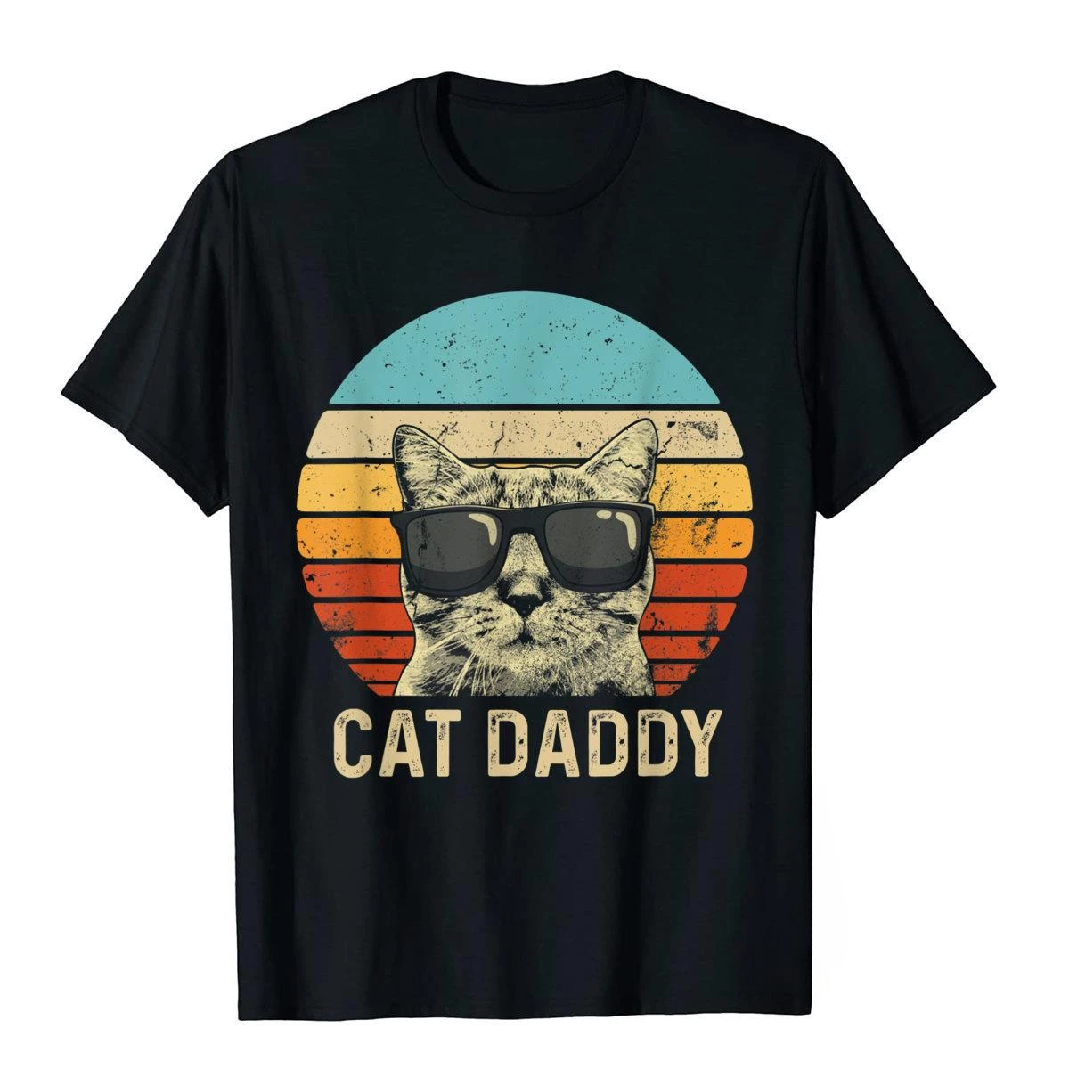 

Fun Cat Dad printed T-shirts, gifts for cat lovers and parents, sleek men's and women's short-sleeved tops, casual shirts