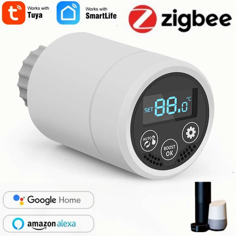 

Zigbee Smart Radiator Actuator Smart Home Programmable Thermostat Tuya Remote Smart Life Voice Control Via Alexa Google Home