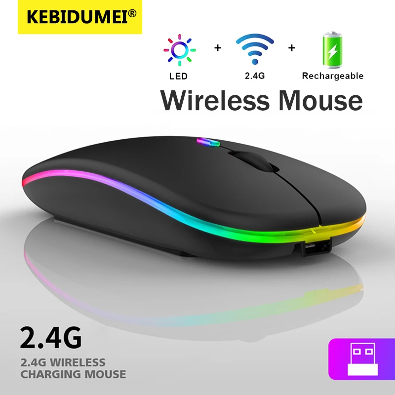 1600DPI 2.4Ghz Wireless Mouse Ergonomic Silent Mouse Rechargeable RGB Backlight Mice USB Receiver For Laptop PC Tablet Mute Mice wireless mouse ergonomic mouse