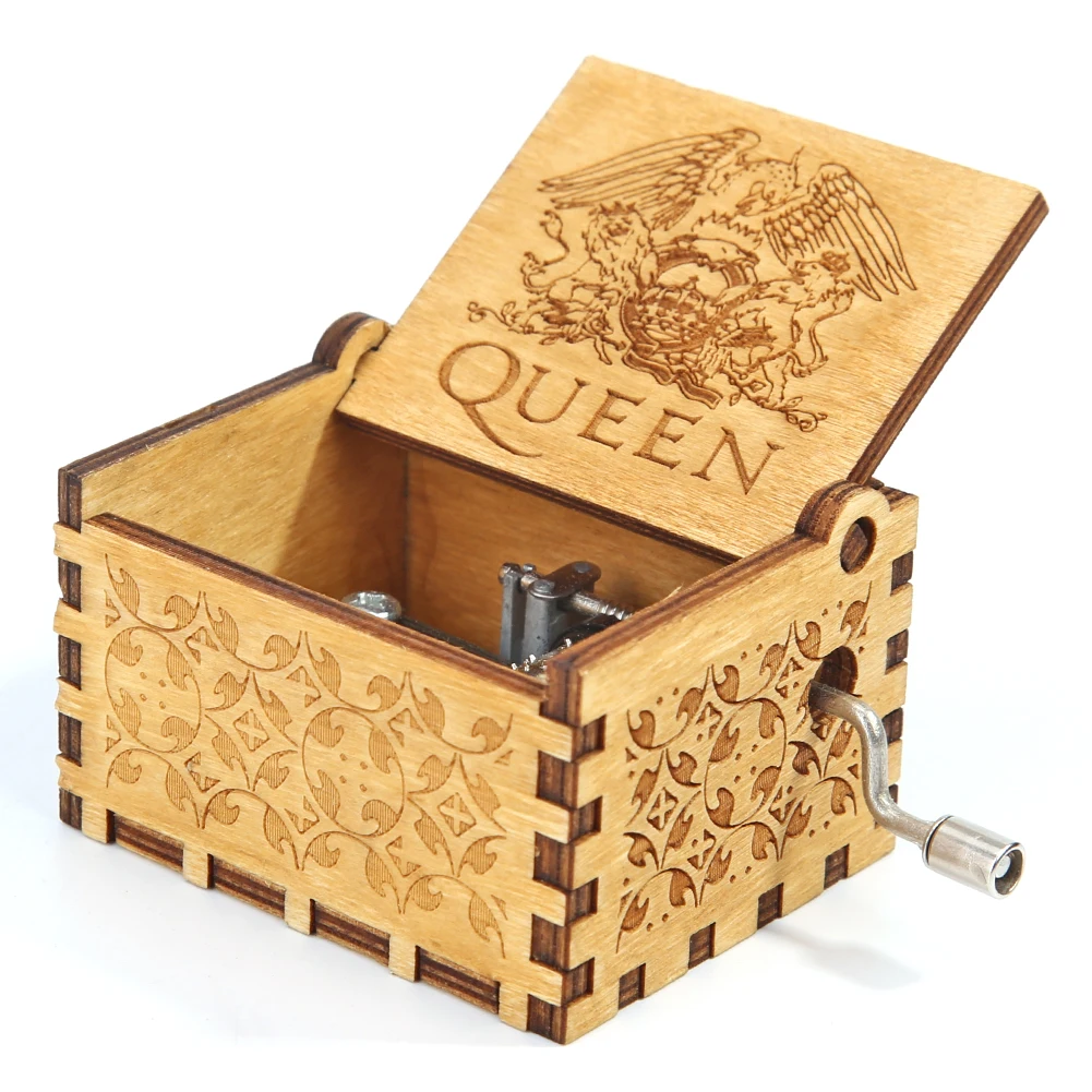 Wooden Music Box Multifunctional Manual Carved Music Box Household Decor Classic Wooden Melody Box Creative Queen Birthday Gifts 4