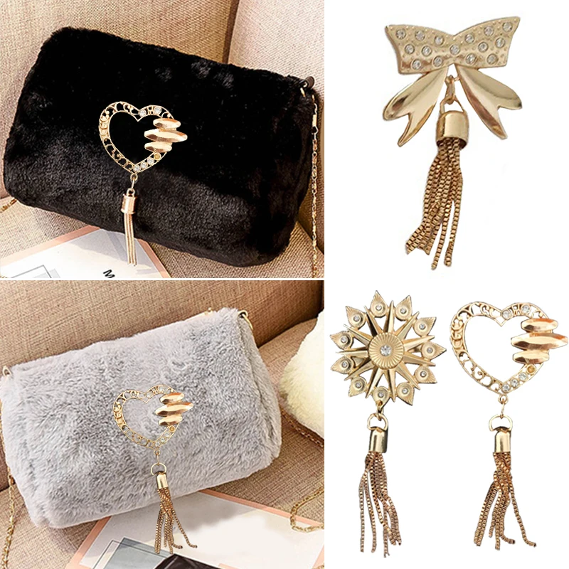 

Exquisite Metal Cute Deer Clasp Buckle Buckles Bag Purse Hat Decor with Tassel Hardware DIY Leather Craft Accessory Golden