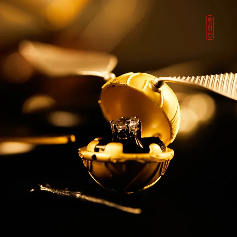Luxury Proposal Ring Box Gold Snitch Wings Wedding Ring Boxes Jewelry Mistery Box Organizer for Small Things Birthday Gift Ideas