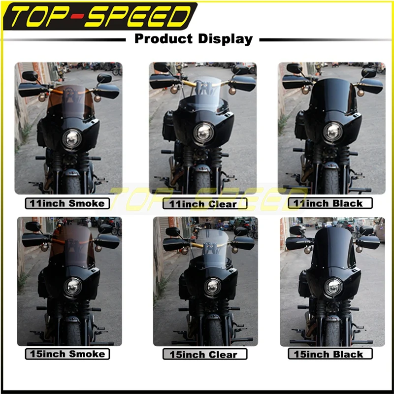 Black 5 3/4" Headlight Cowl Fairing Front Light Fairing Windshield for Harley Cafe Racer Dyna Street Bob Wide Glide Thug Style