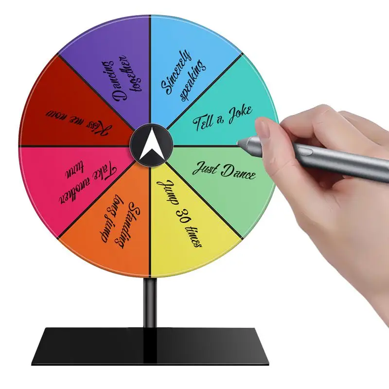 Prize Wheel Dry Erase Spin Wheel Spinner Game Color Roulette Wheel Acrylic Editable Spin Wheel ForPrizes Tabletop Prize Wheel 5