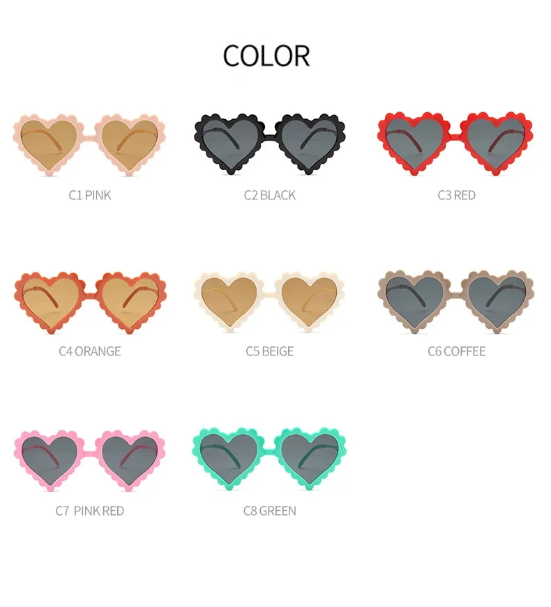 Heart Love Shaped Sunglasses for Children Boys Girls UV400 Eye Protection Sunglassese Summer Outdoor Beach Cute Eyewear for Kid