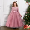 Little Big Girls Spring 3/4 Sleeves Lace Flower Girl Birthday Party Holiday Long Dress KLS1660 1
