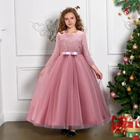 Little Big Girls Spring 3/4 Sleeves Lace Flower Girl Birthday Party Holiday Long Dress KLS1660 1